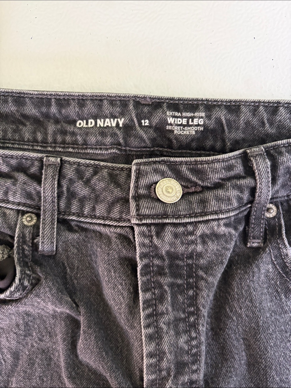 Old Navy Black Washed Extra High-Rise Wide Leg Jeans